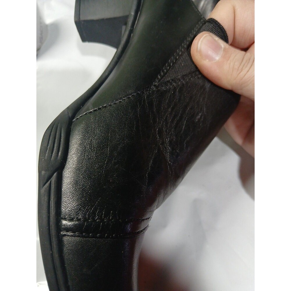 Earth Spirit Classics Emily Black Leather Mule Clog Slip On Heels Sz 10 - Picture 8 of 16